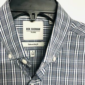 Ben Sherman Blue Check Slim Fit Button Down (M)